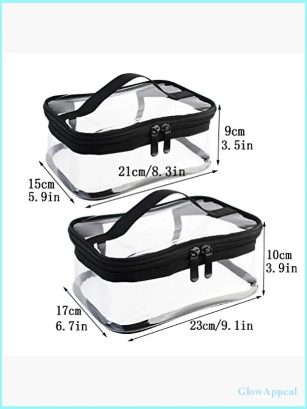 2 Pack Clear PVC Travel Cosmetic Bag Waterproof Toiletry Organizer with Handle